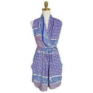 Collective Concepts Women’s Multi Floral Print Sleeveless Tie Back Dress Large